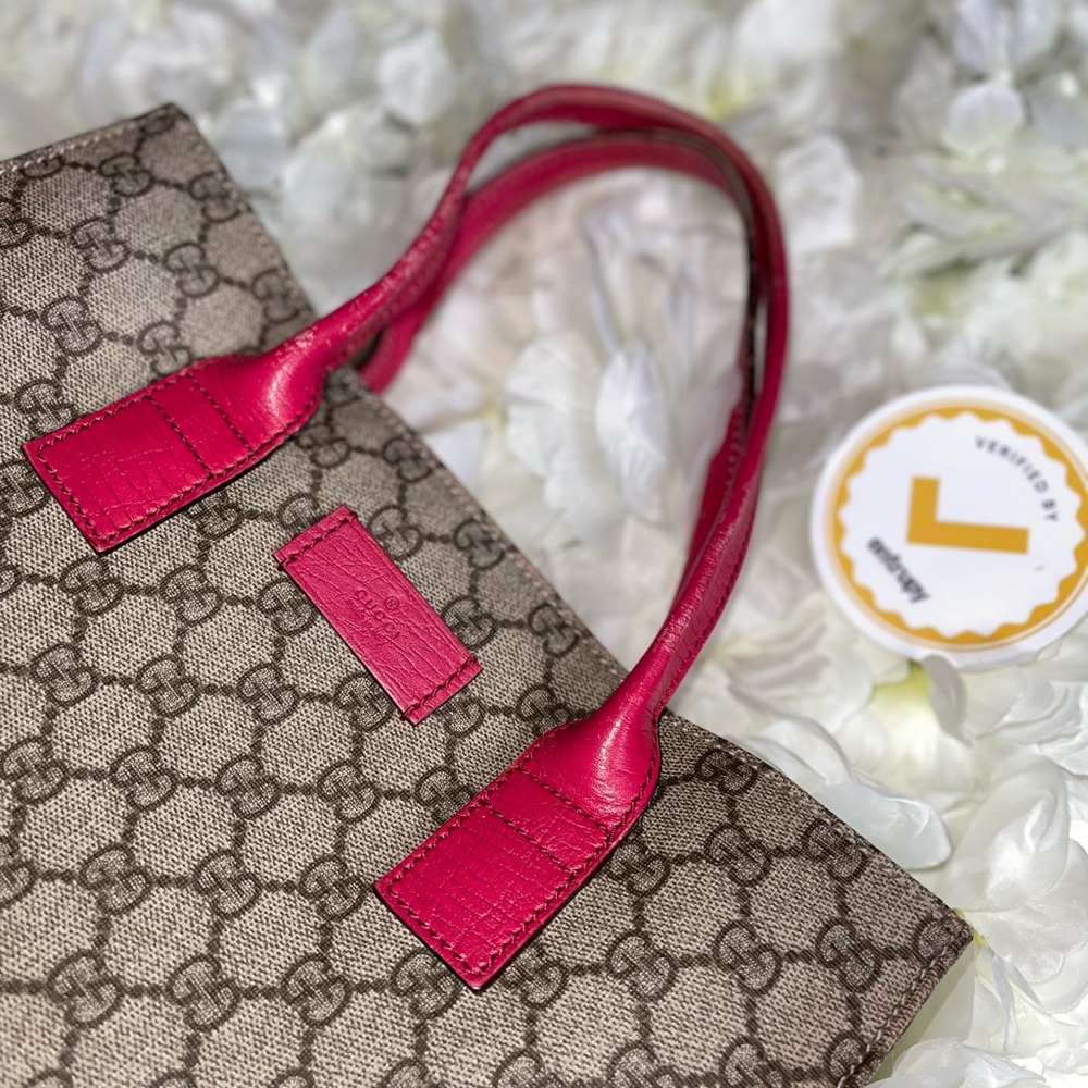 Gucci GG Supreme Top Handle Pink Women's Tote Bag - Picture 3 of 10